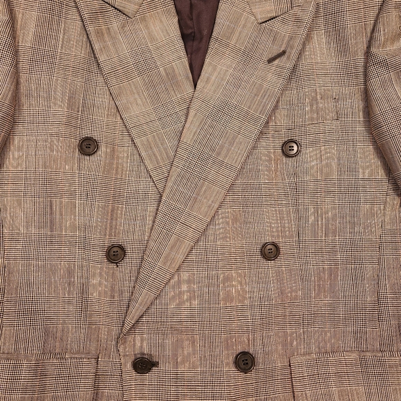 Original Balmain! Vintage 6-Button Double-Breasted Glen Plaid Jacket - Picture 2 of 7